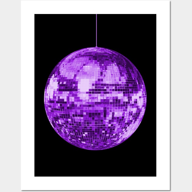 Purple Retro Shiny Disco Ball Wall Art by Art by Deborah Camp